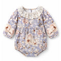 Vintage Floral Baby Bodysuit With Lace Collar
