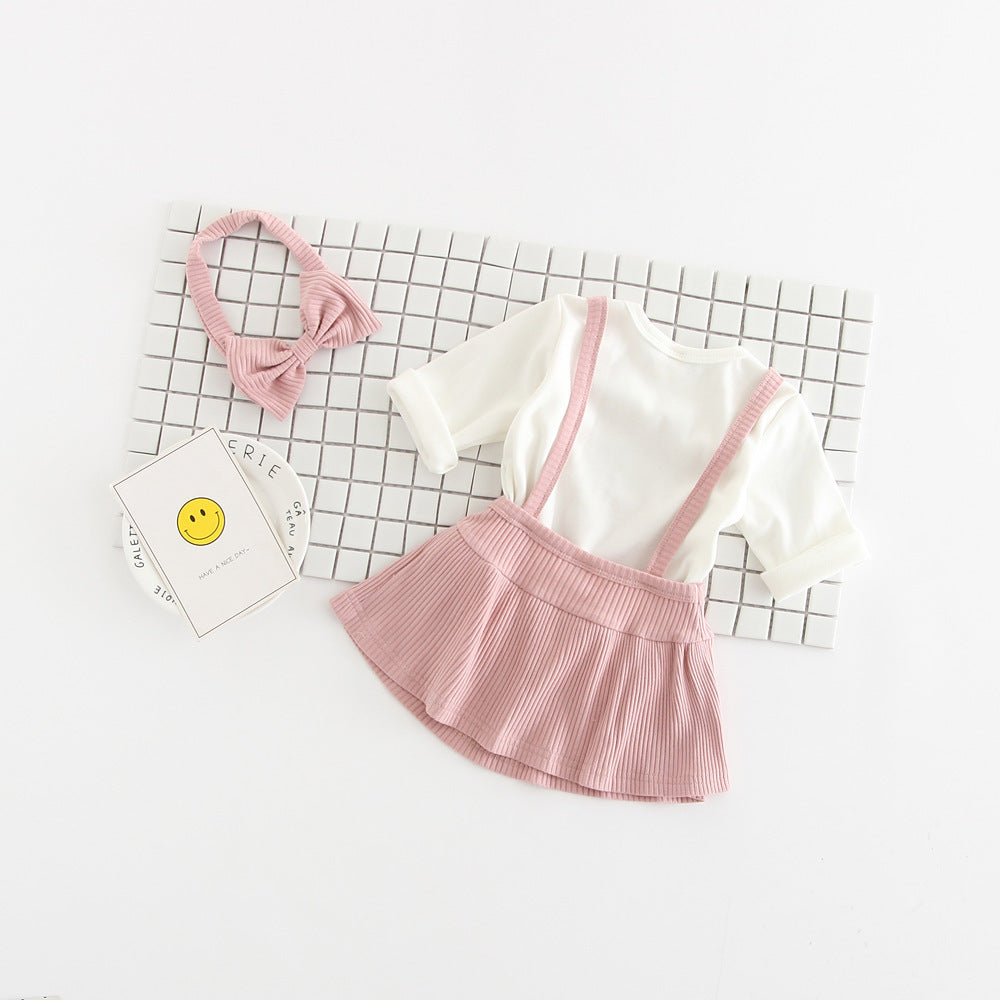 Baby Clothes Girls Fall Newborn Children Cotton Baby Romper Dress Up Clothing Three Sets