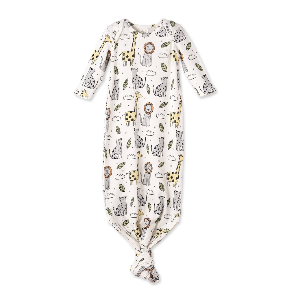 Safari Snuggles Bamboo Baby Knotted Gown Jungle Print