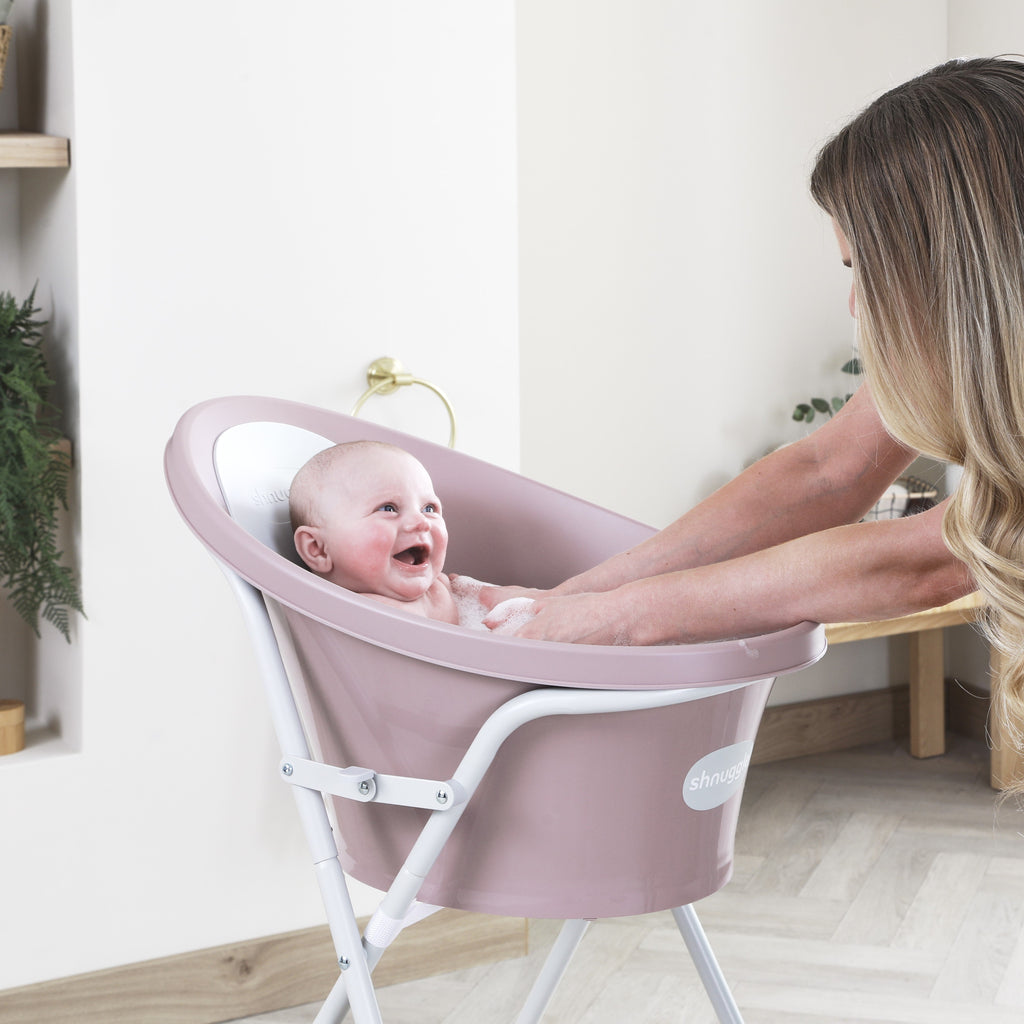 Baby Bathtime Essentials Bundle | Newborn Baby Bath with Support, Rinse Jug, and Ellie Bath Toy Scoop - Taupe