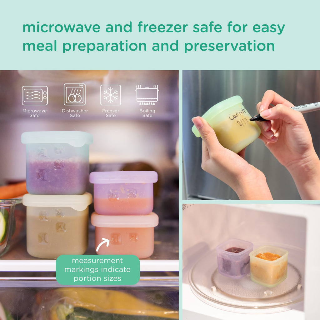 Silicone Baby Food Storage Containers, Freezer-Safe (4-Pack)