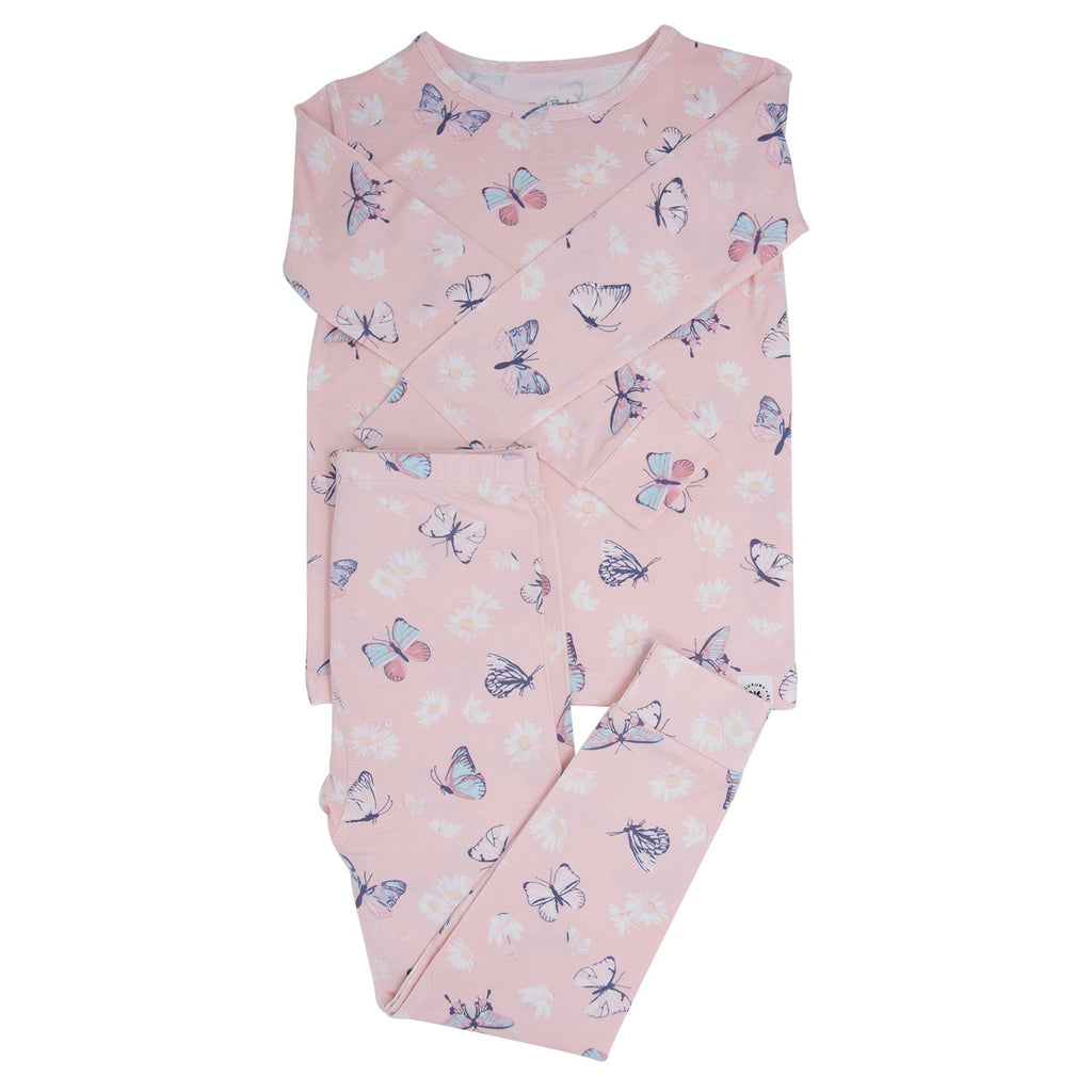 Pink Butterfly Daisy Bamboo Big Kid Pajama Set