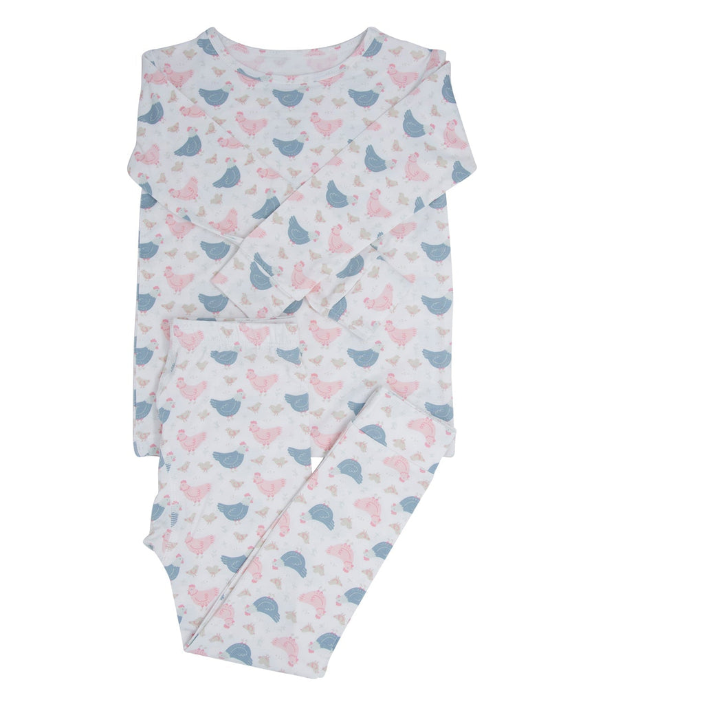 Pink Farm Hens Bamboo Big Kid Pajama