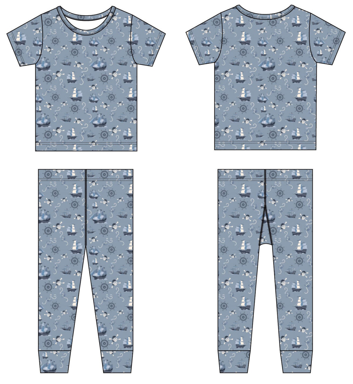 Pirate Ships Big Kid Pajama S/S