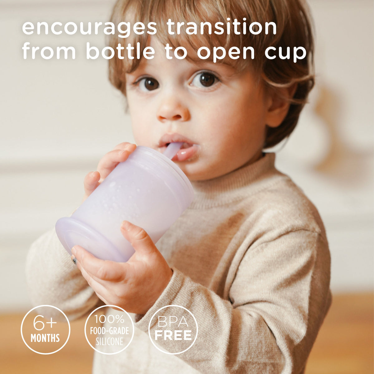Infant Straw Cup, Silicone Training Cup with Straw Lid (5oz)