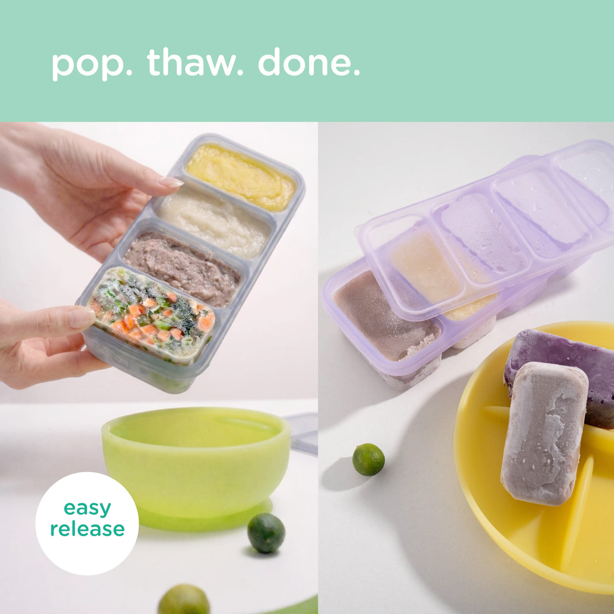 Silicone Baby Food Freezer Tray, 1/2 Cup Portions, with Lid