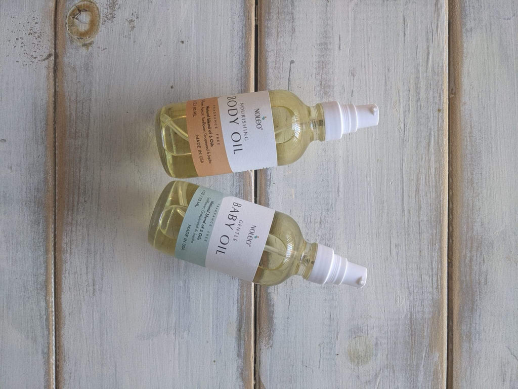 NOLEO Gentle Baby Oil – Natural Massage Oil for Babies | Soothes, Relaxes & Nourishes Delicate Skin | 4oz Glass Bottle
