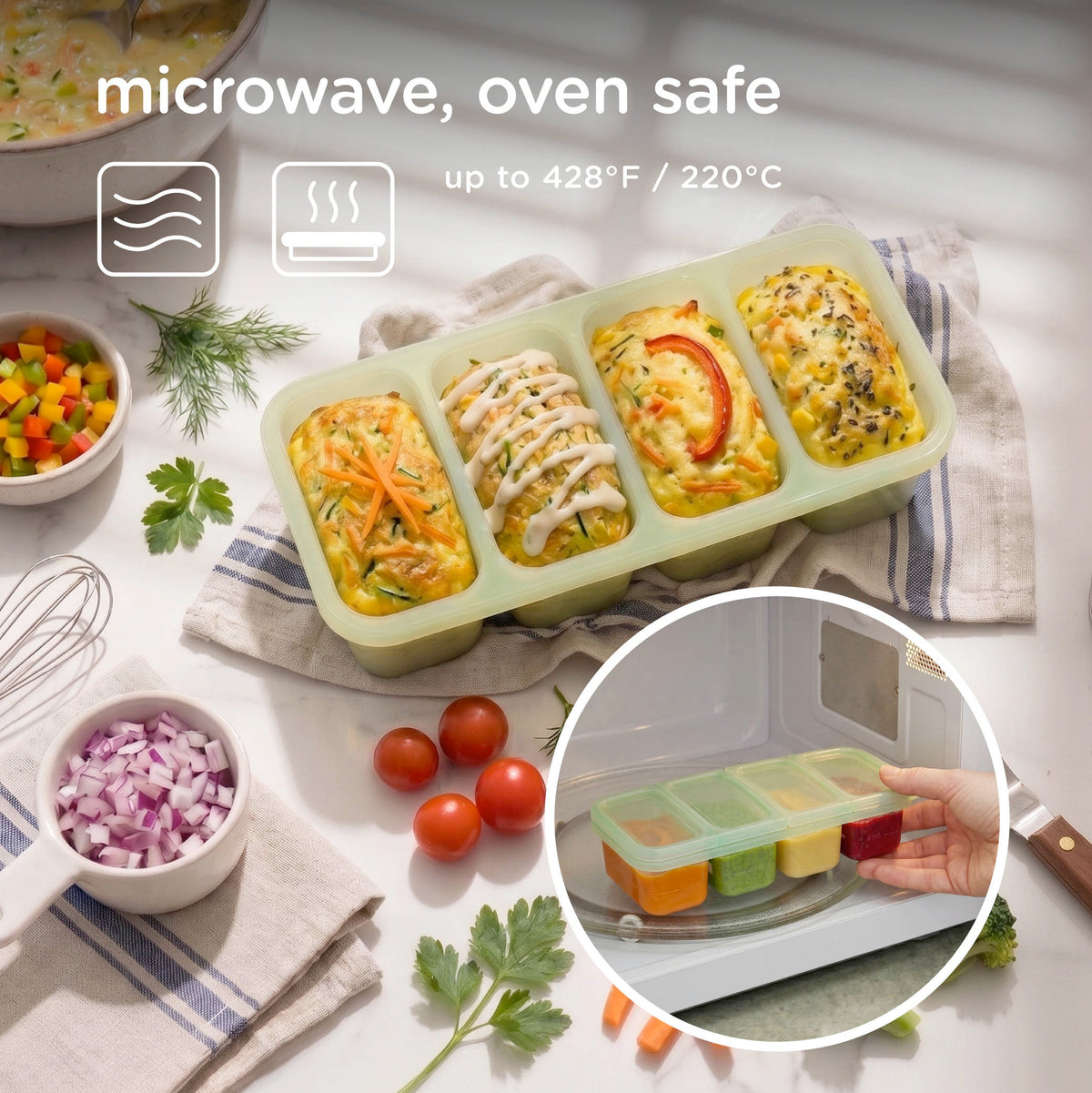 Silicone Baby Food Freezer Tray, 1/2 Cup Portions, with Lid
