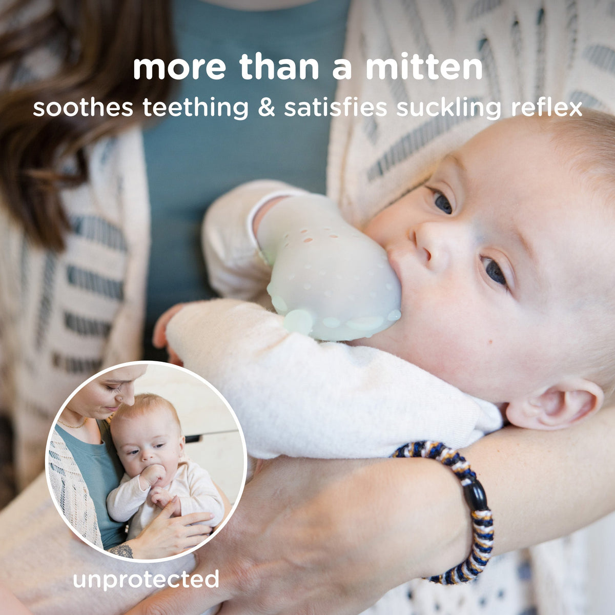Teething Mitten for Babies 0-6 Months, Silicone (2-Pack)