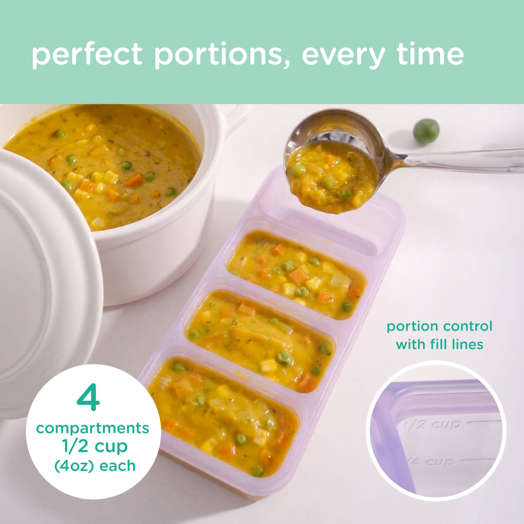 Silicone Baby Food Freezer Tray, 1/2 Cup Portions, with Lid
