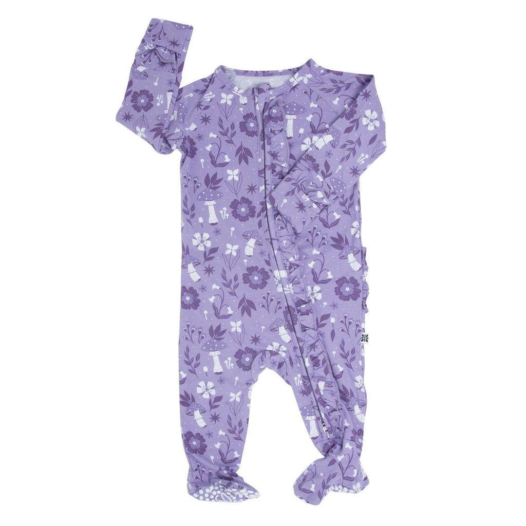 Mushroom Floral Ruffle Footie