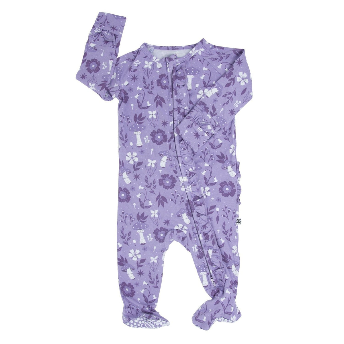 Mushroom Floral Ruffle Footie