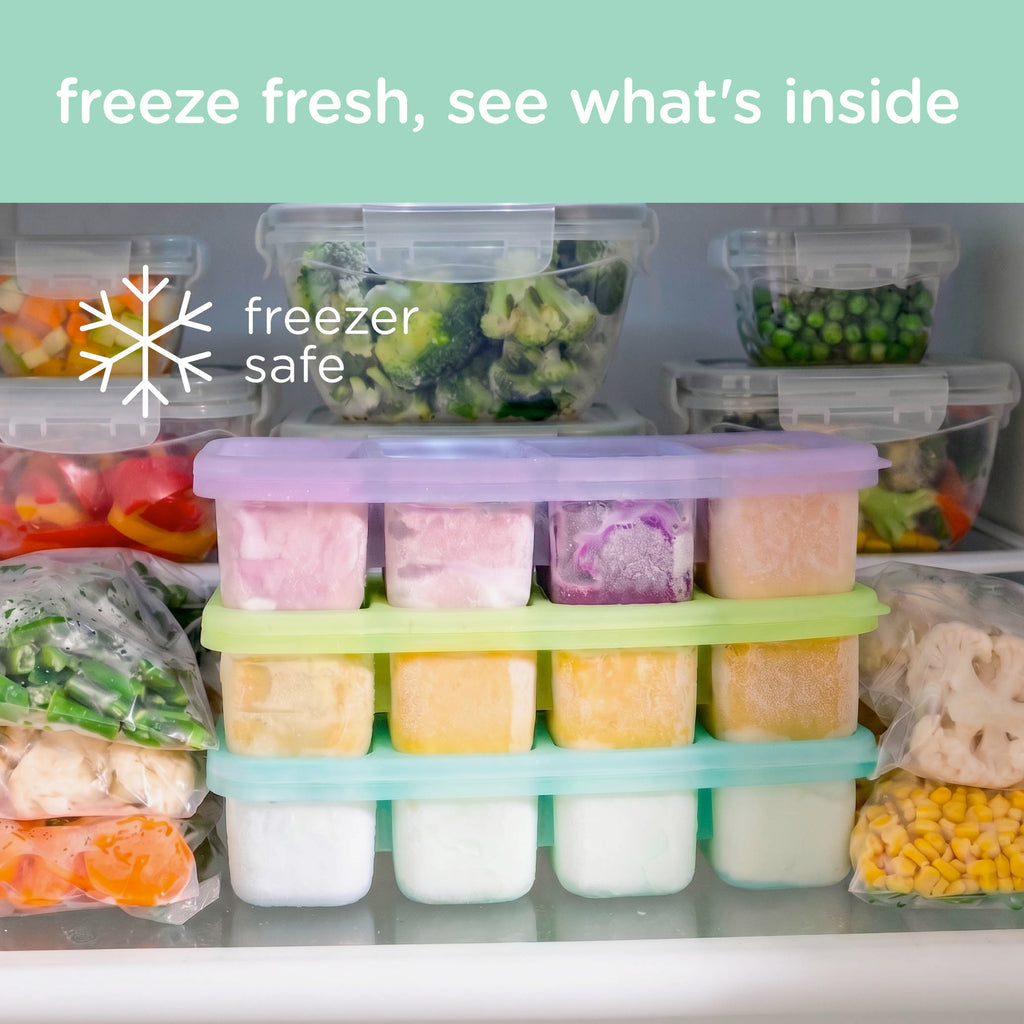 Silicone Baby Food Freezer Tray, 1/2 Cup Portions, with Lid