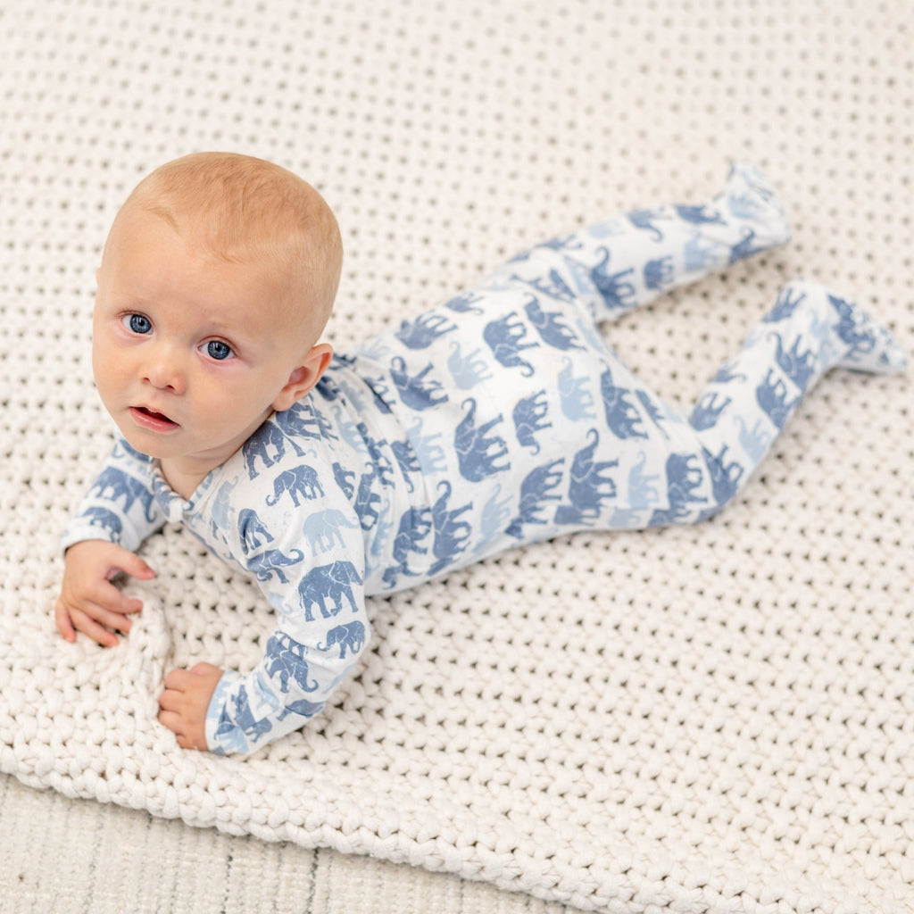 Blue Elephant Zipper Footie