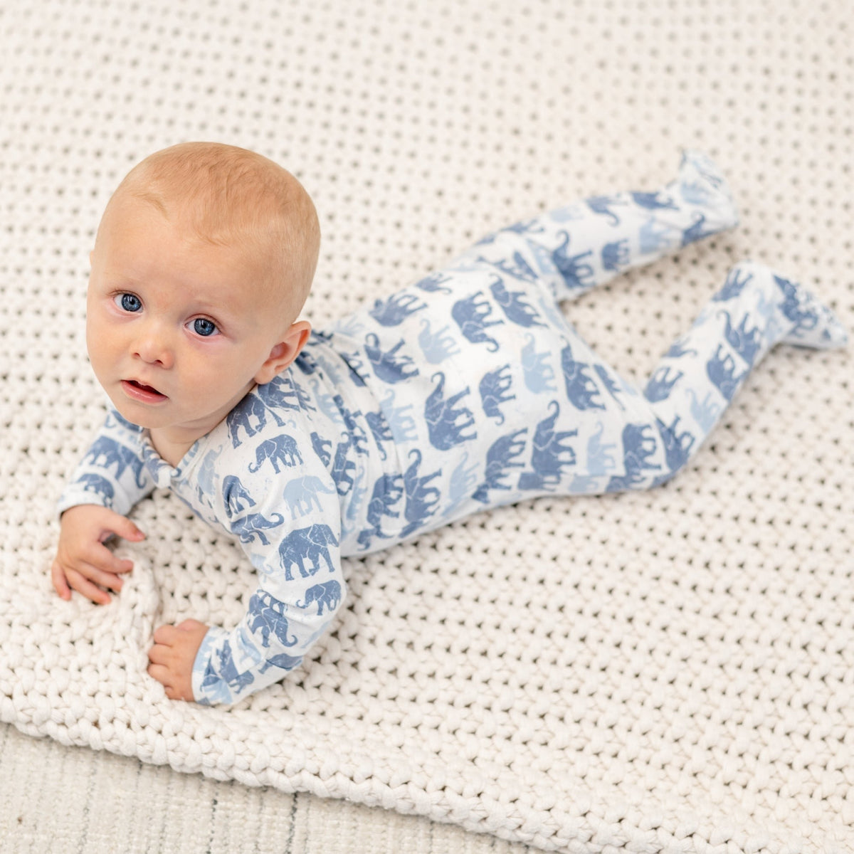 Blue Elephant Zipper Footie