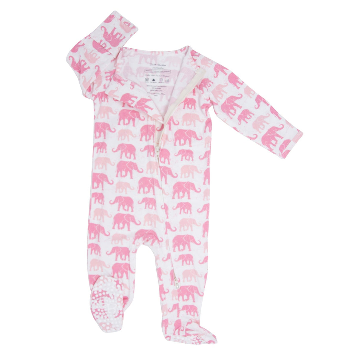 Pink Elephant Zipper Footie